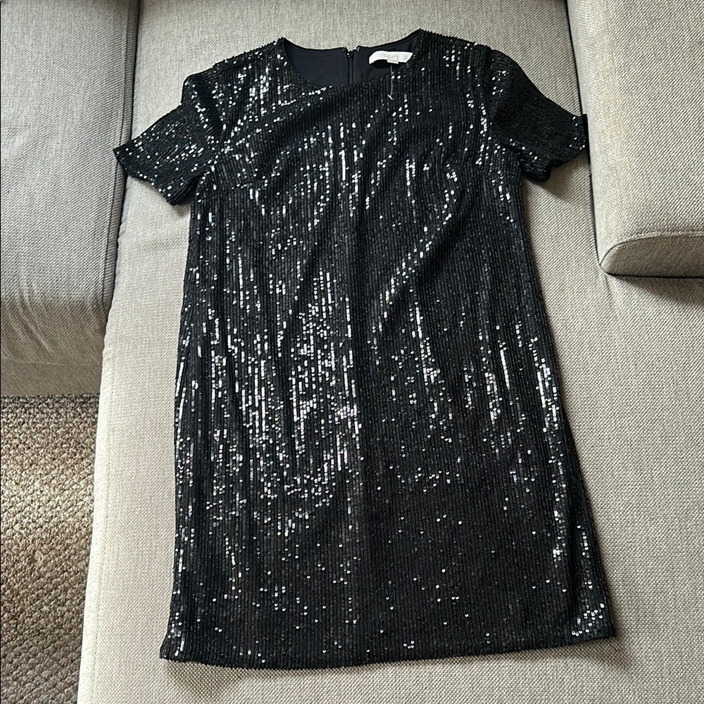 LOFT Black Sequin Dress